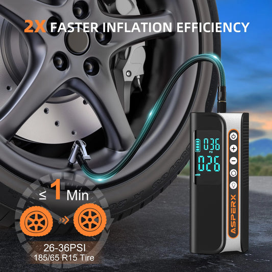 Electric Tire Inflator,Portable 160PSI Car Air Compressor with Pressure Detection,Emergency LED Light,Digital Tire Pump-Automatic Shutoff