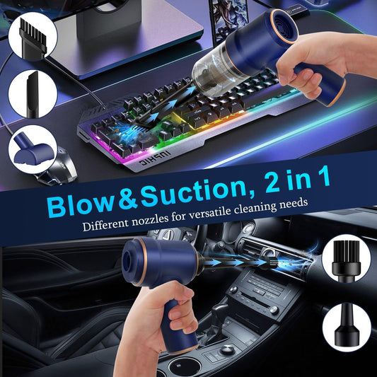 Handheld Car Vacuum Cleaner, 9000Pa Vacuum Cleaner and Air Duster, 120W High Power Hand Held Vacuum with LED Light and Multi-Nozzles for Car, Home, Office, Pet