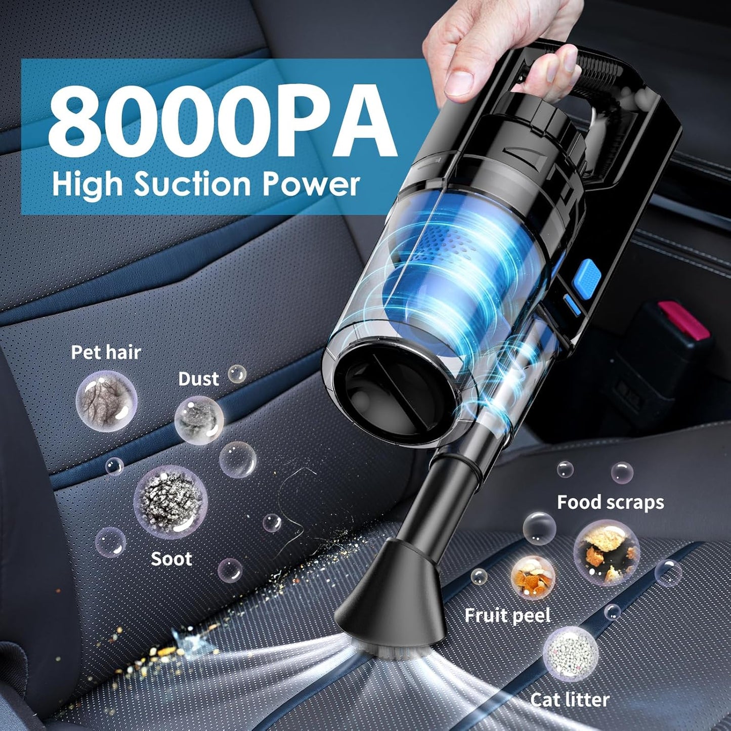 17-Piece Car Detailing Kit for Interior Cleaning, Featuring Handheld Vacuum, Detailing Brushes