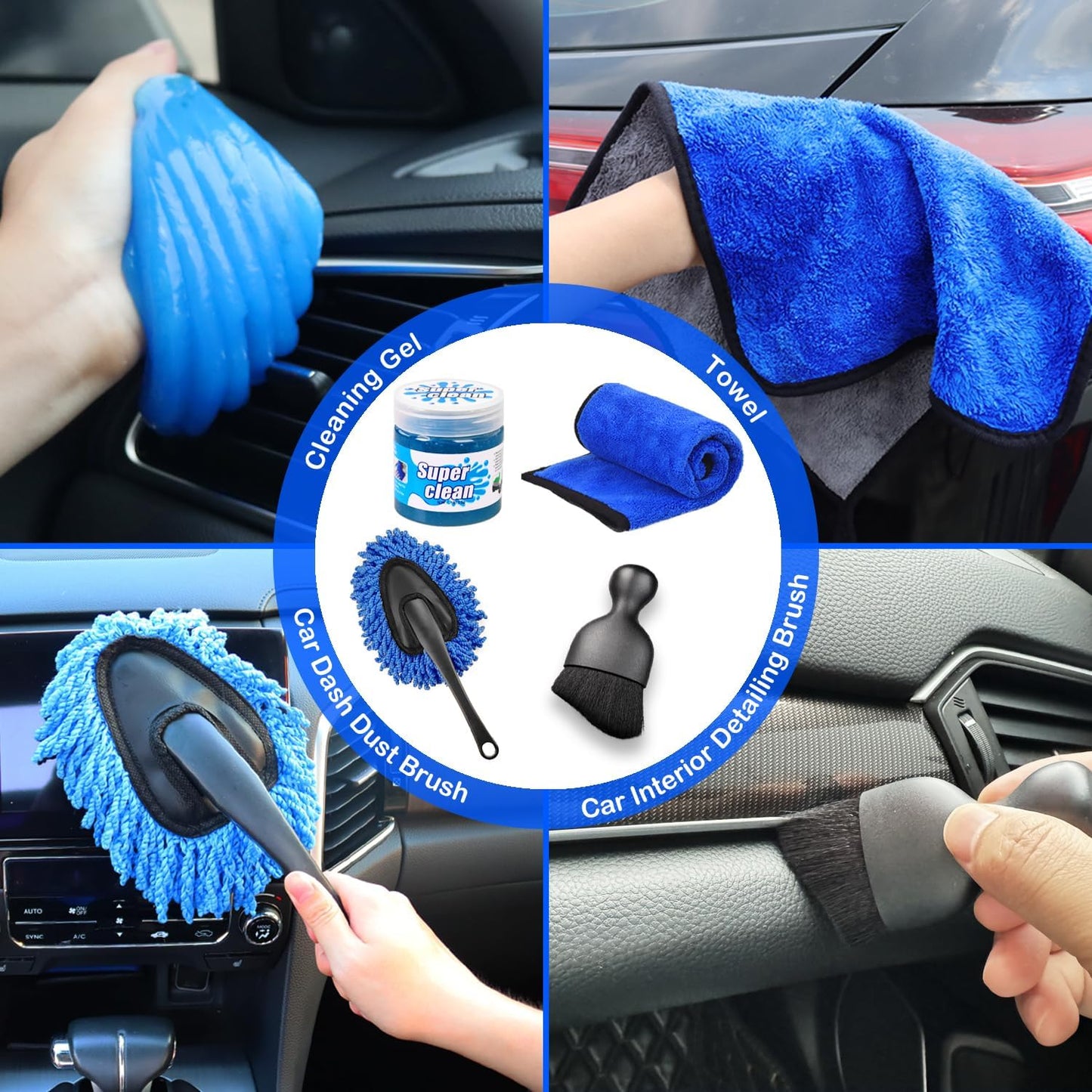 17-Piece Car Detailing Kit for Interior Cleaning, Featuring Handheld Vacuum, Detailing Brushes